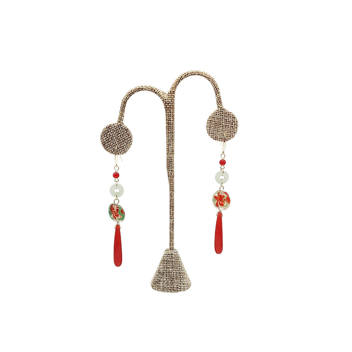 #ED-2413N-N3 Burlap Linen Earring Display Tree