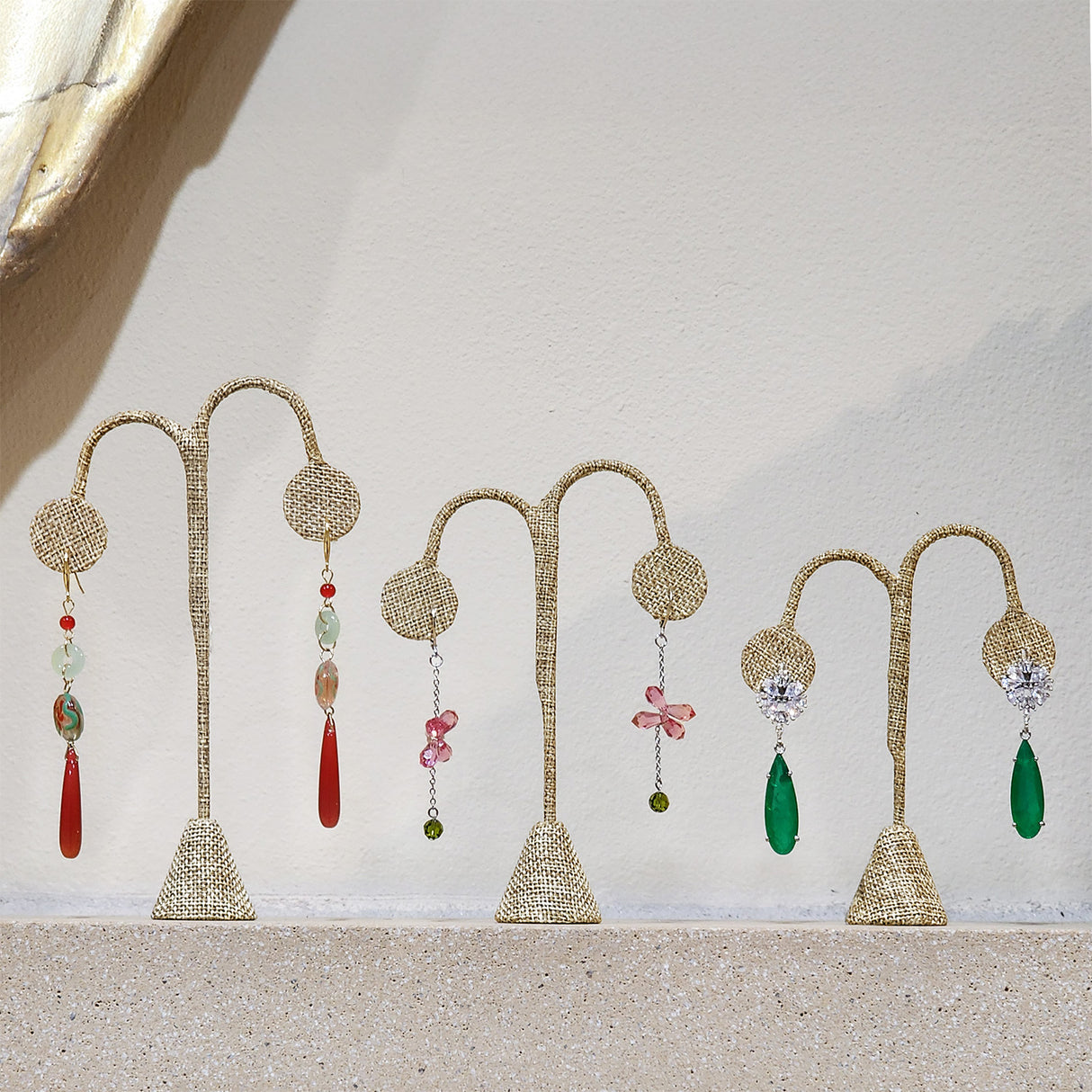 #ED-2413N-N3 Burlap Linen Earring Display Tree