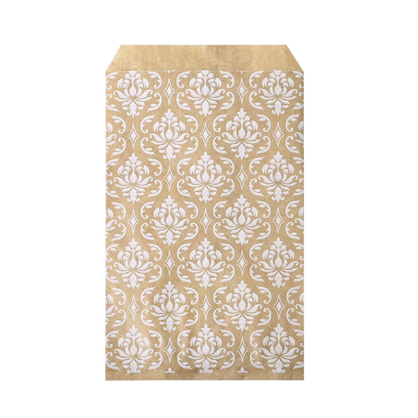 White Damask Kraft Gift Bags