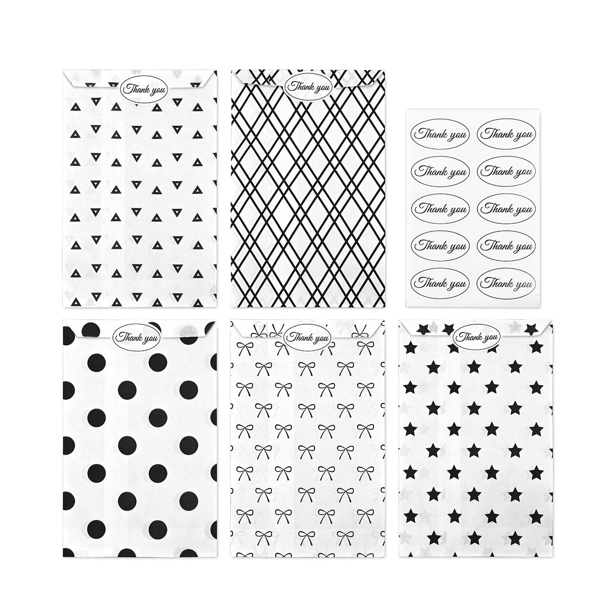 Paper Gift Bag in 5 Variety Prints with 200 Stickers

