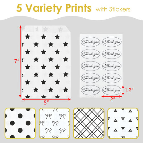 #EN8906x2 Paper Gift Bag in 5 Variety Prints with 200 Stickers

