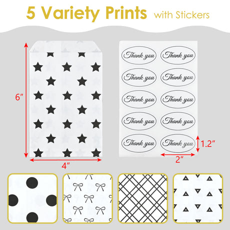 #EN8907x2 Paper Gift Bag in 5 Variety Prints with 200 Stickers