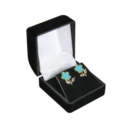 Flocked Soft Earring Jewelry Box, Black Color