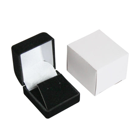 Flocked Soft Earring Jewelry Box with Packer, Black Color