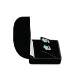 Flocked Soft Earring Jewelry Box Side View, Black Color