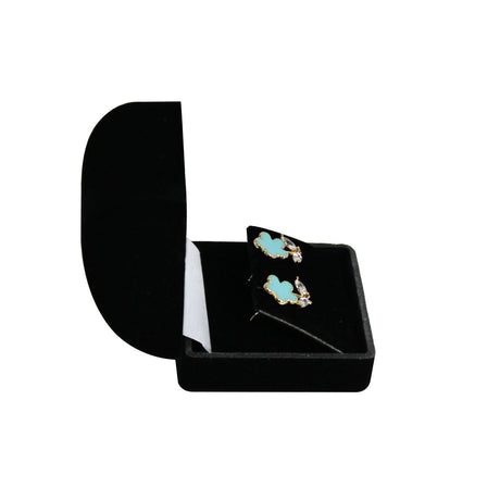 Flocked Soft Earring Jewelry Box Side View, Black Color