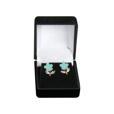 Flocked Soft Earring Jewelry Box Front View, Black Color