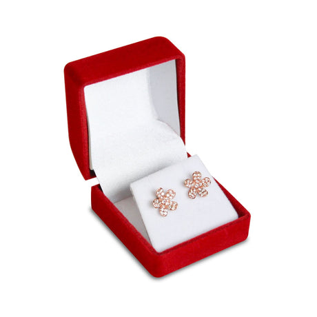 Flocked Soft Earring Jewelry Box, Red Color