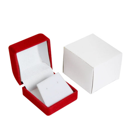 Flocked Soft Earring Jewelry Box with Packer, Red Color