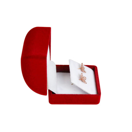 Flocked Soft Earring Jewelry Box Side View, Red Color