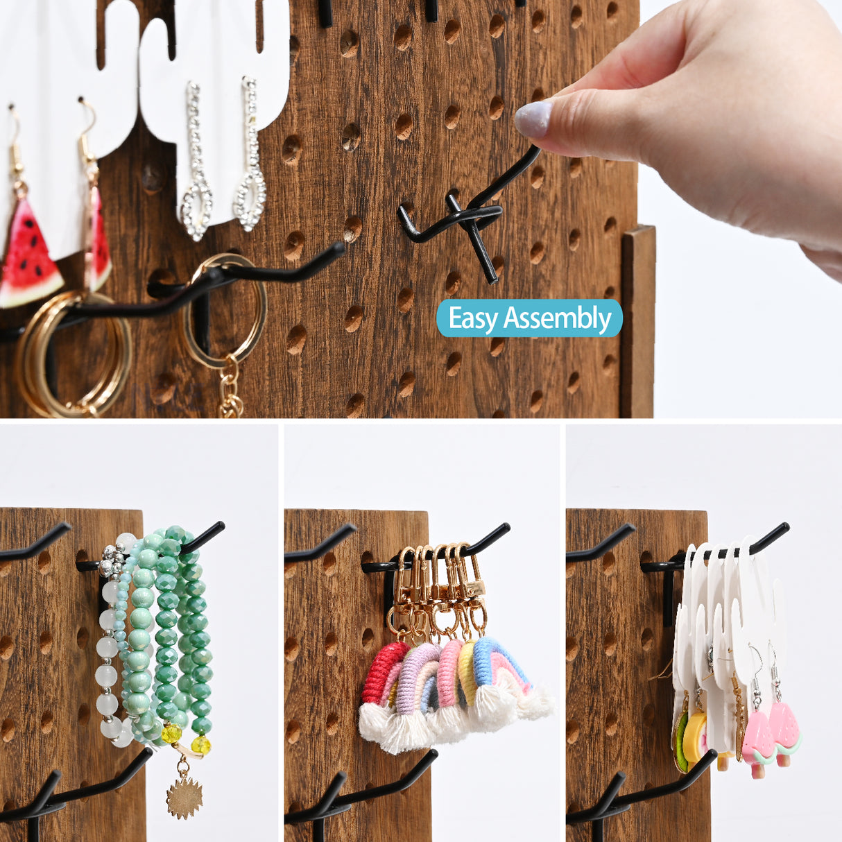 #HOOK-247 24 Pcs Small Metal Black Pegboard Hooks Hanger 2.6 Inch for Hanging Jewelry, Scarf, hat, Key, and mask