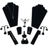 #JWY1203SET 11 Pcs Black Velvet Jewelry Display Set , Earring Holder, Necklace Display, Bracelet Set