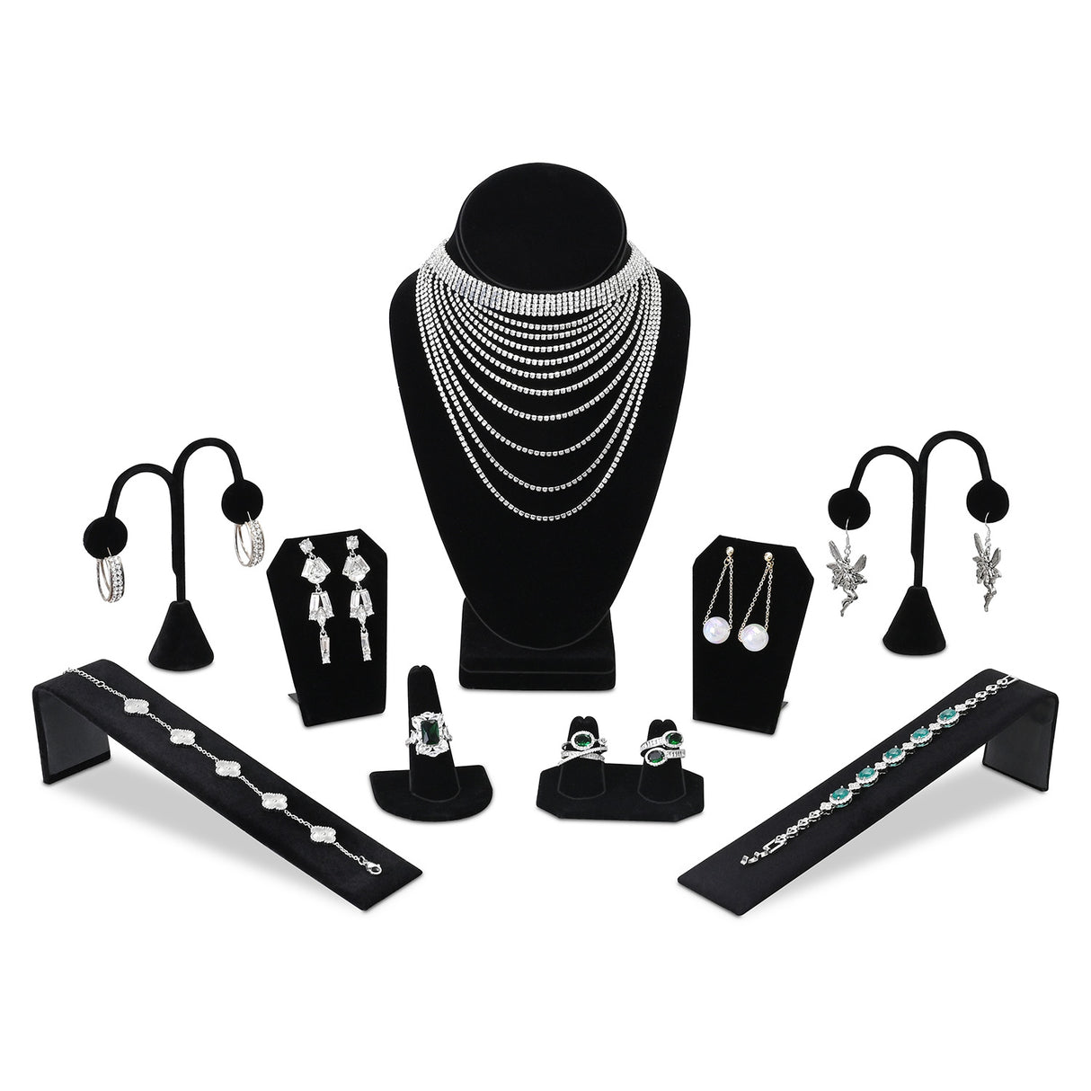 #JWY1221-BK 9 Pcs Jewelry Display Set