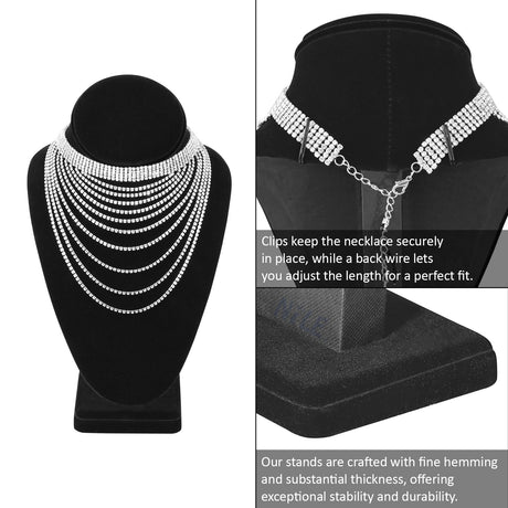 9 Pcs Jewelry Display Set, Necklace Display Bust, Bracelet Holder Stand, Black Velvet