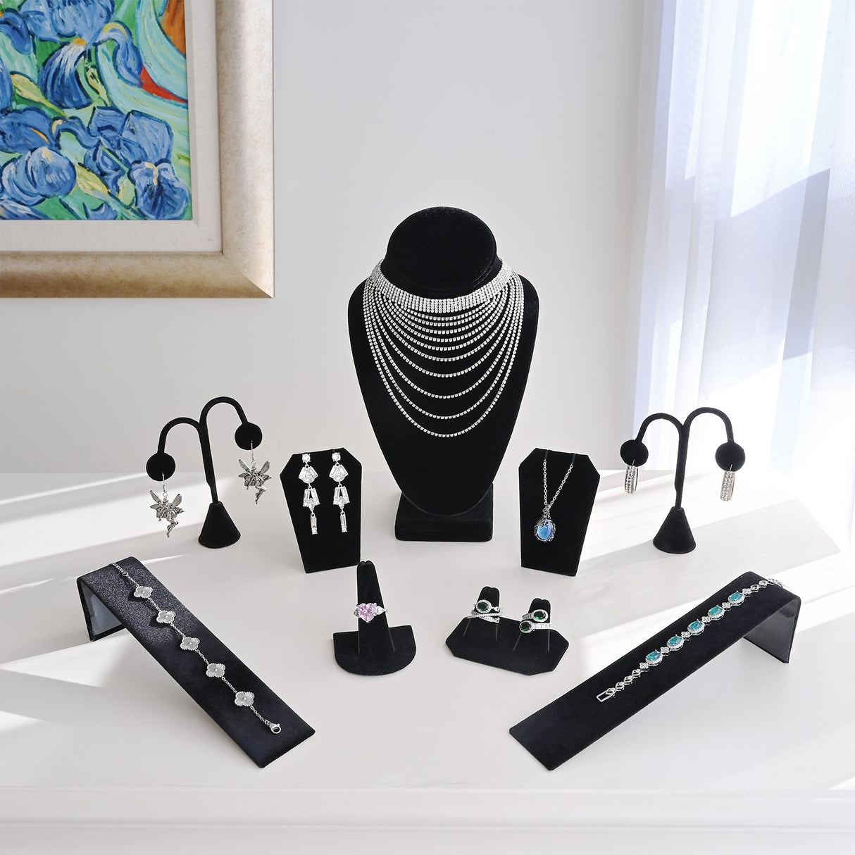 #JWY1221-BK 9 Pcs Jewelry Display Set