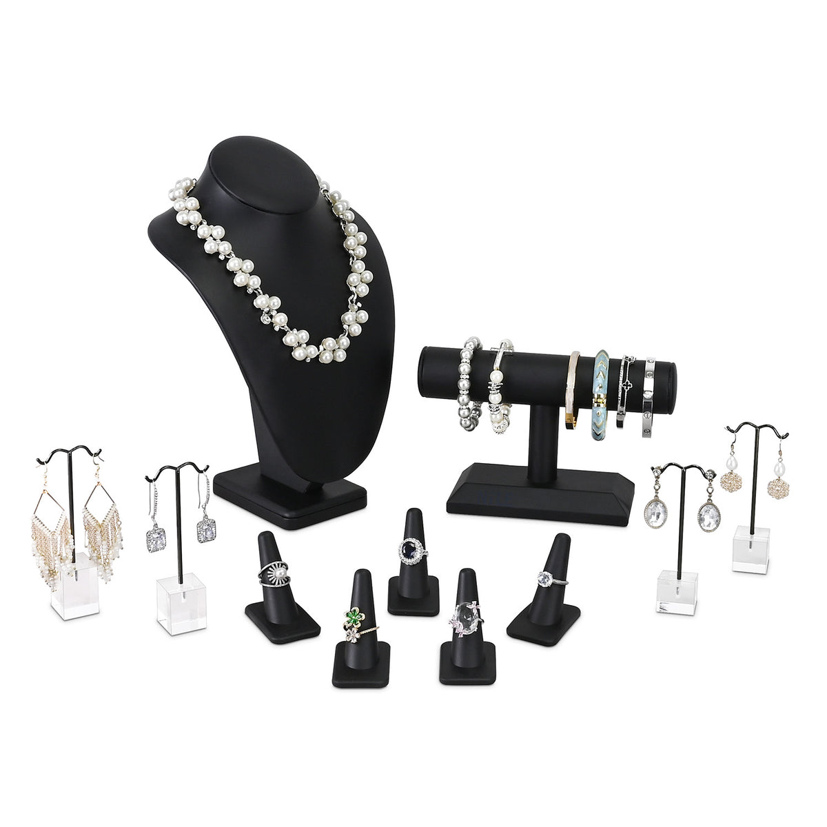 #JWY1304-LBK 11 Pcs Jewelry Display Set, Necklace Display Bust, T-Bar ...