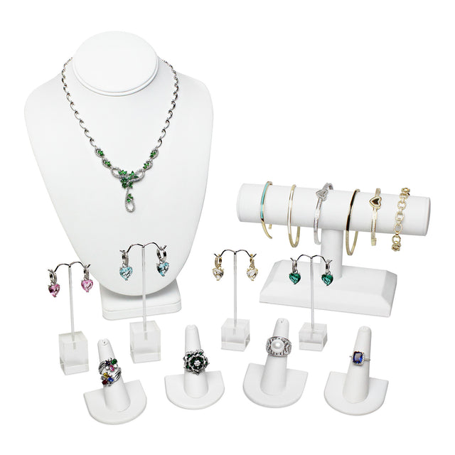 10 Pcs Jewelry Display Set, Necklace Display Bust, Bracelet Stand Earring Organizer Ring Holder 