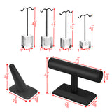 #JWY1306-LBK 10 Pcs Jewelry Display Set, Premium Black Faux Leather
