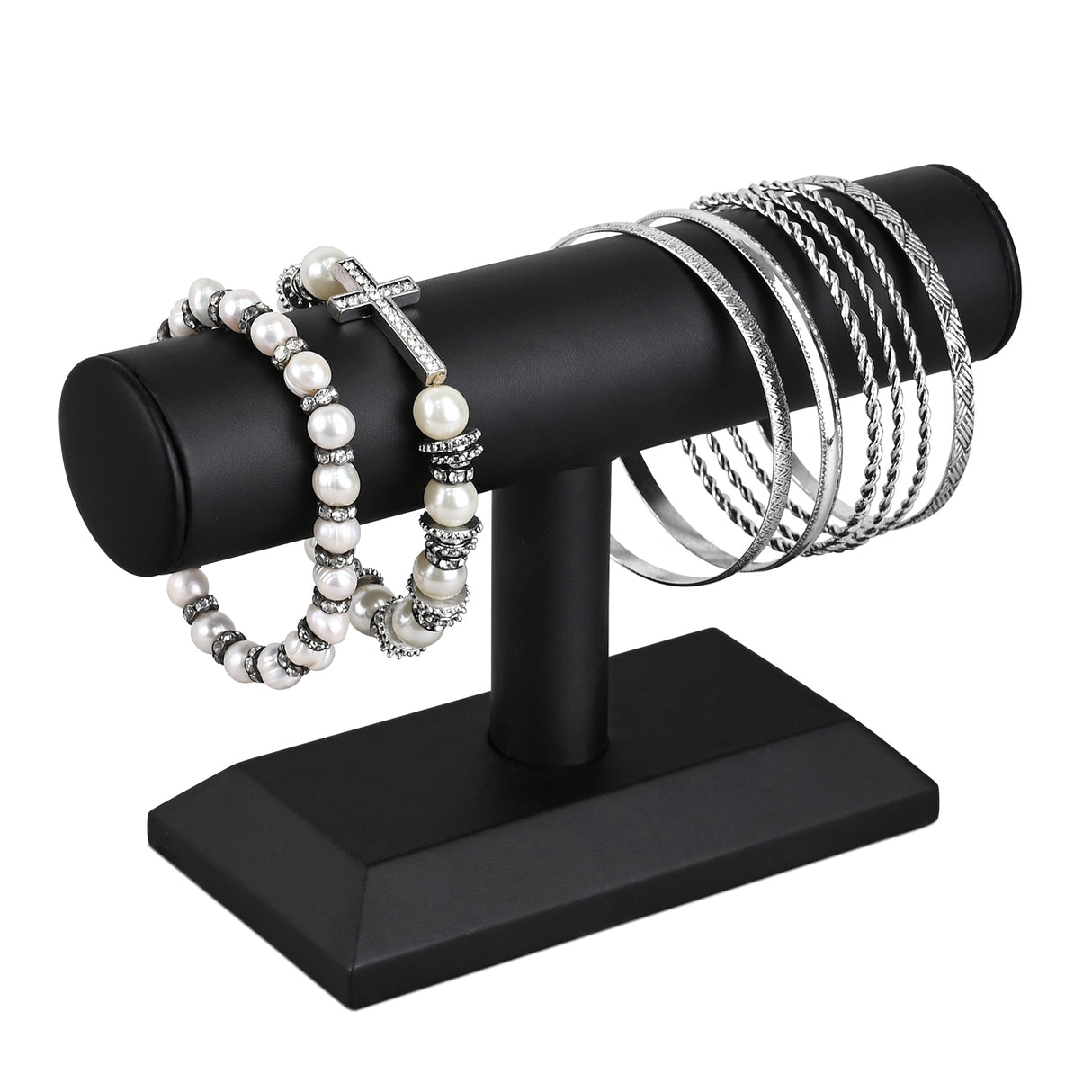#JWY1306-LBK 10 Pcs Jewelry Display Set, Premium Black Faux Leather