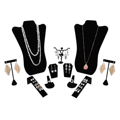 Versatile Black Velvet Jewelry Display Set