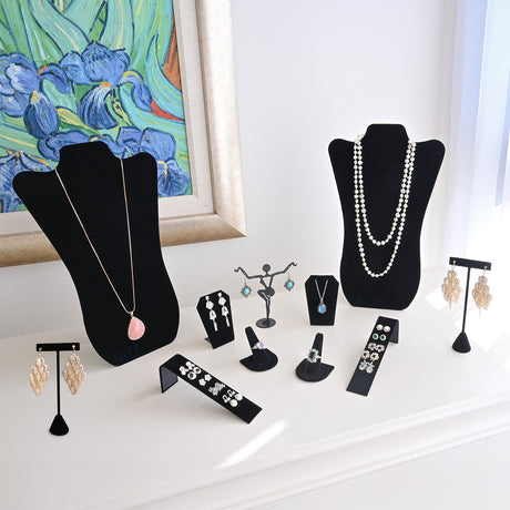 Versatile Black Velvet Jewelry Display Set