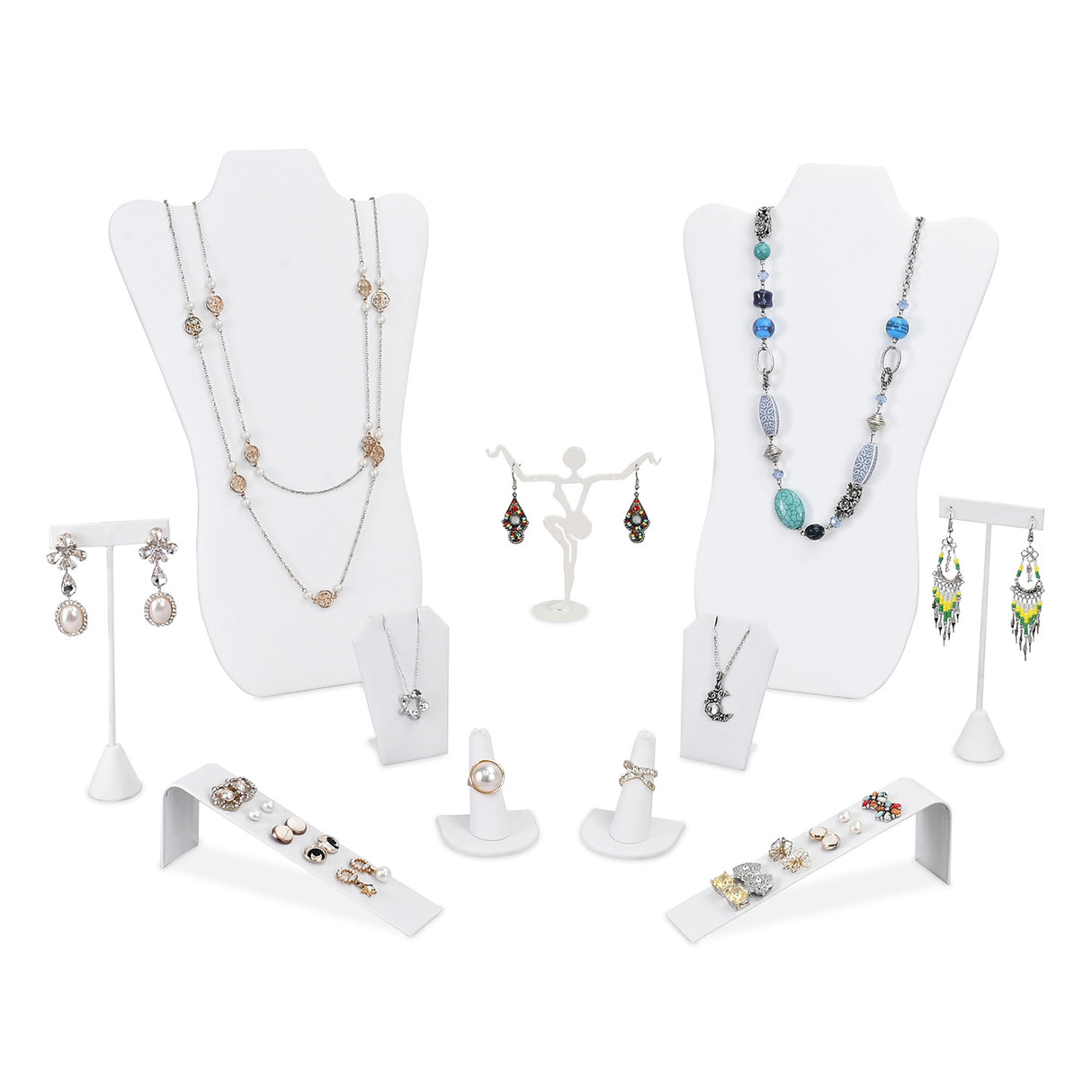 #JWY1309-LW 11 Pcs Jewelry Display Set, Necklace, Earring and Ring Set