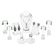 9 Pcs Jewelry Display Set,  Premium White Faux Leather