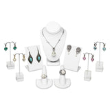 9 Pcs Jewelry Display Set,  Premium White Faux Leather