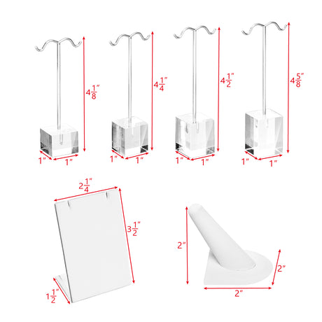 9 Pcs Jewelry Display Set,  Premium White Faux Leather