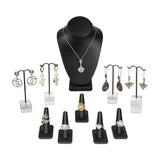 Versatile Premium Black Faux Leather Jewelry Display Set 