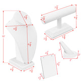 6 Pcs Jewelry Display Set, Premium White Faux Leather