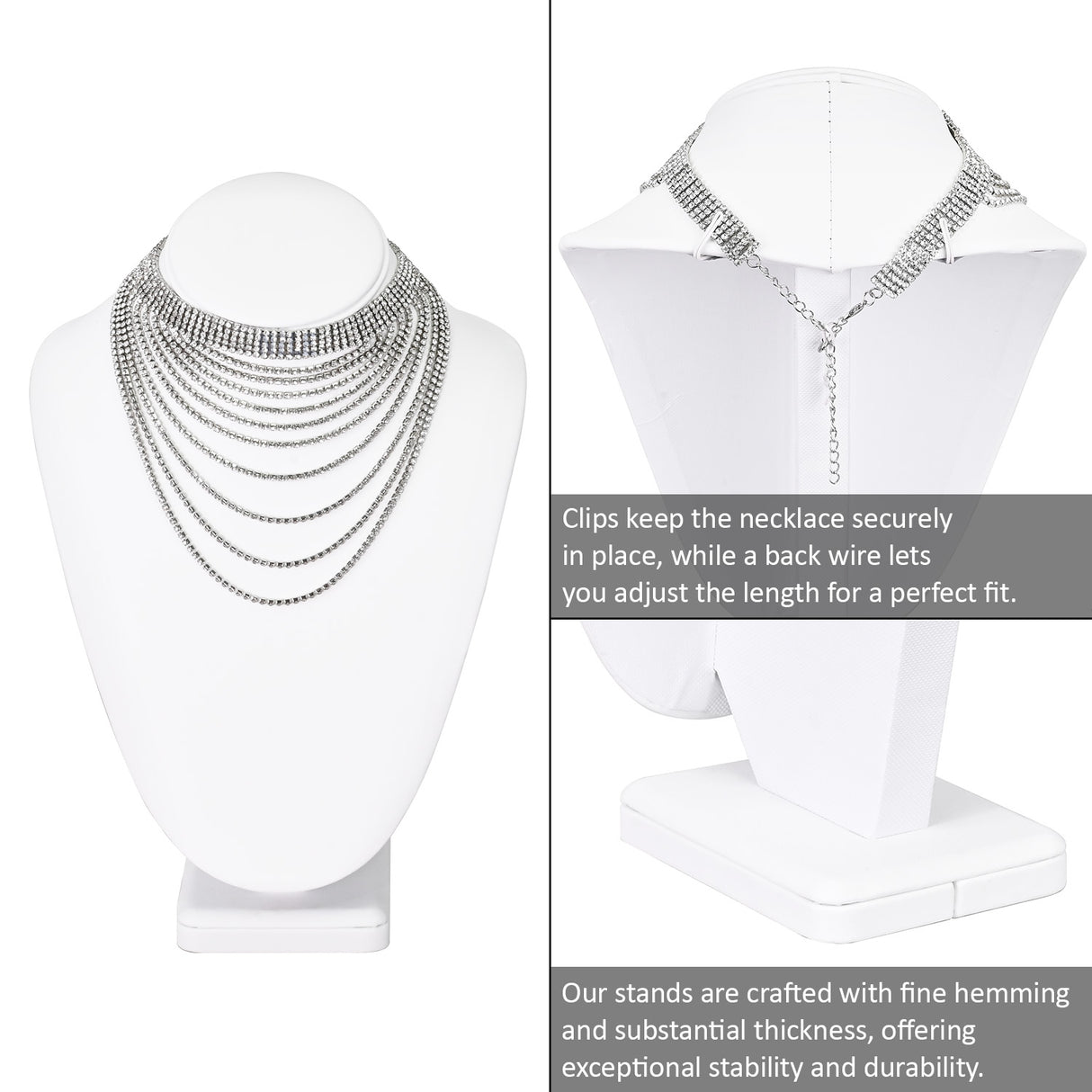6 Pcs Jewelry Display Set, Premium White Faux Leather