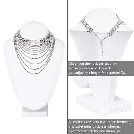 6 Pcs Jewelry Display Set, Premium White Faux Leather