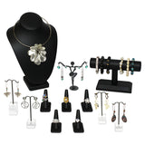 Versatile Premium Black Faux Leather Jewelry Display Set