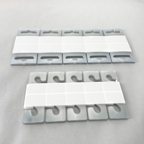 100 clear sticky hang tabs and slot hang tags with self-adhesive.