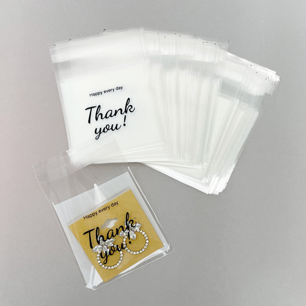 #LD88725 100pcs 2.76 x 2.76 THANK YOU OPP clear bag with adhesive sealing