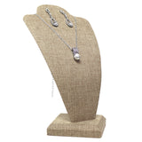 #ND-1021N-N3 Gray Burlap Linen Necklace Display Bust