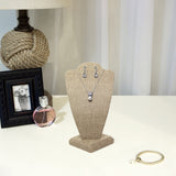 #ND-1021N-N3 Gray Burlap Linen Necklace Display Bust