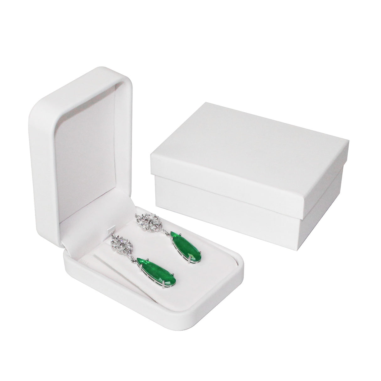 #RCE9 Round Corner Style Faux Leather Pendant Earring Box with 2 pcs Packer