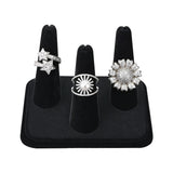 #RD-2433V-BK Black Velvet 3 Finger Ring Display -Nile Corp