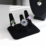 #RD-2433V-BK Black Velvet 3 Finger Ring Display -Nile Corp