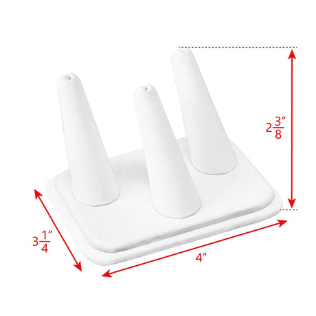 #RD-2433L-WH White Leatherette 3 Ring Finger Shaped Ring Display