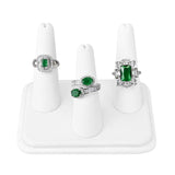 #RD-2433L-WH White Leatherette 3 Ring Finger Shaped Ring Display