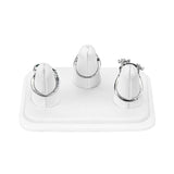 #RD-2433L-WH White Leatherette 3 Ring Finger Shaped Ring Display