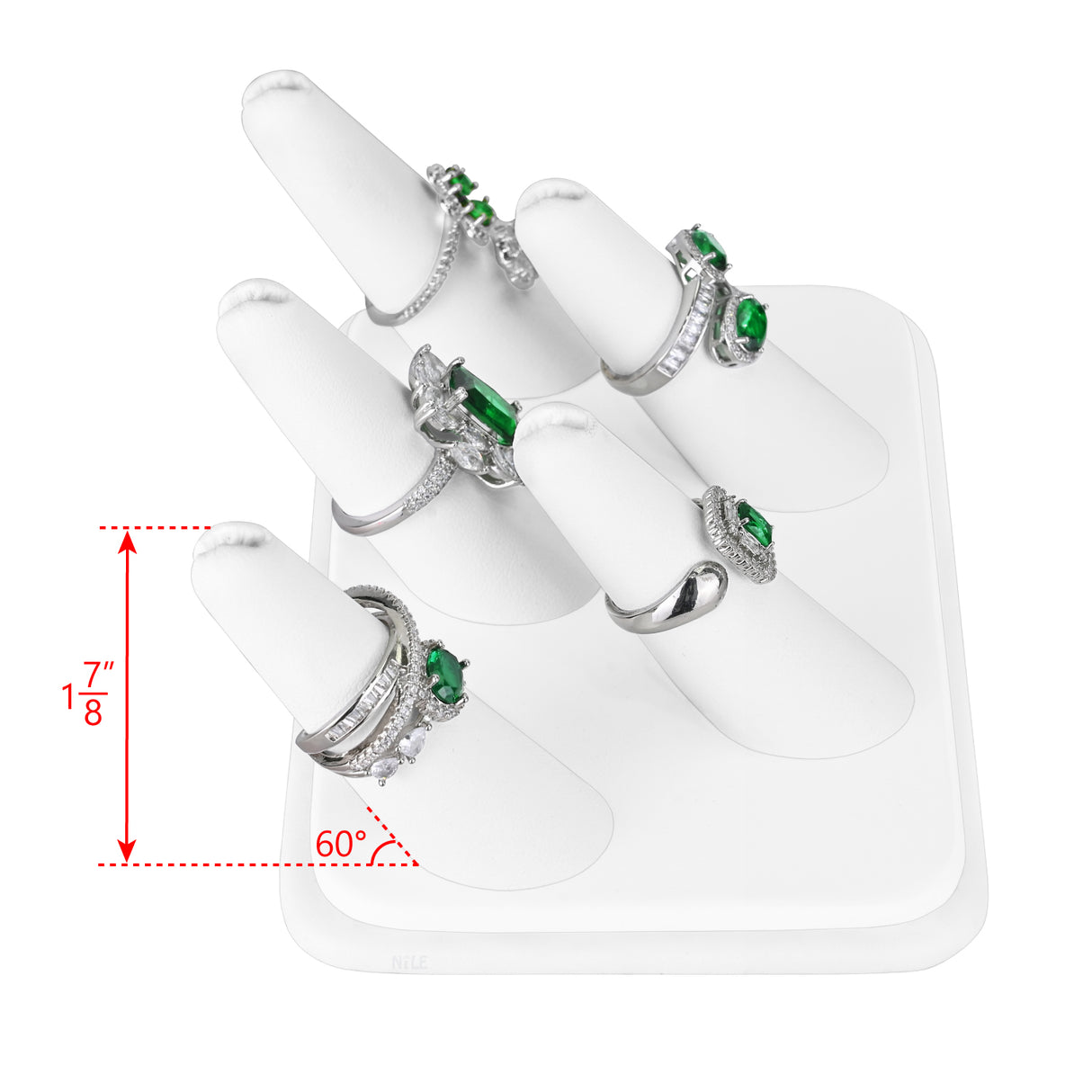 White Faux Leather 5 Finger Ring Display -Nile Corp