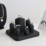 Deluxe Jewelry Ring Display 6-Pcs Set, Black Faux Leather