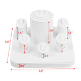  White Faux Leather Ring Stand Holder Display 6-Pcs Set