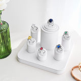 #SET101 White Faux Leather Ring Stand Holder Display 6-Pcs Set