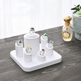 #SET101 White Faux Leather Ring Stand Holder Display 6-Pcs Set