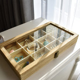 #WD110 Glass Top Wooden Craft Supply Organizer Jewelry Display Case